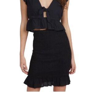 Black Max Studio Embroidered Flutter Skirt